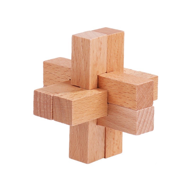 Children'S Educational Gifts Mortise And Tenon Kongming Lock Luban Lock Full Set Of Wooden Year-Old Suit Gift Toys Nostalgic - Image 1